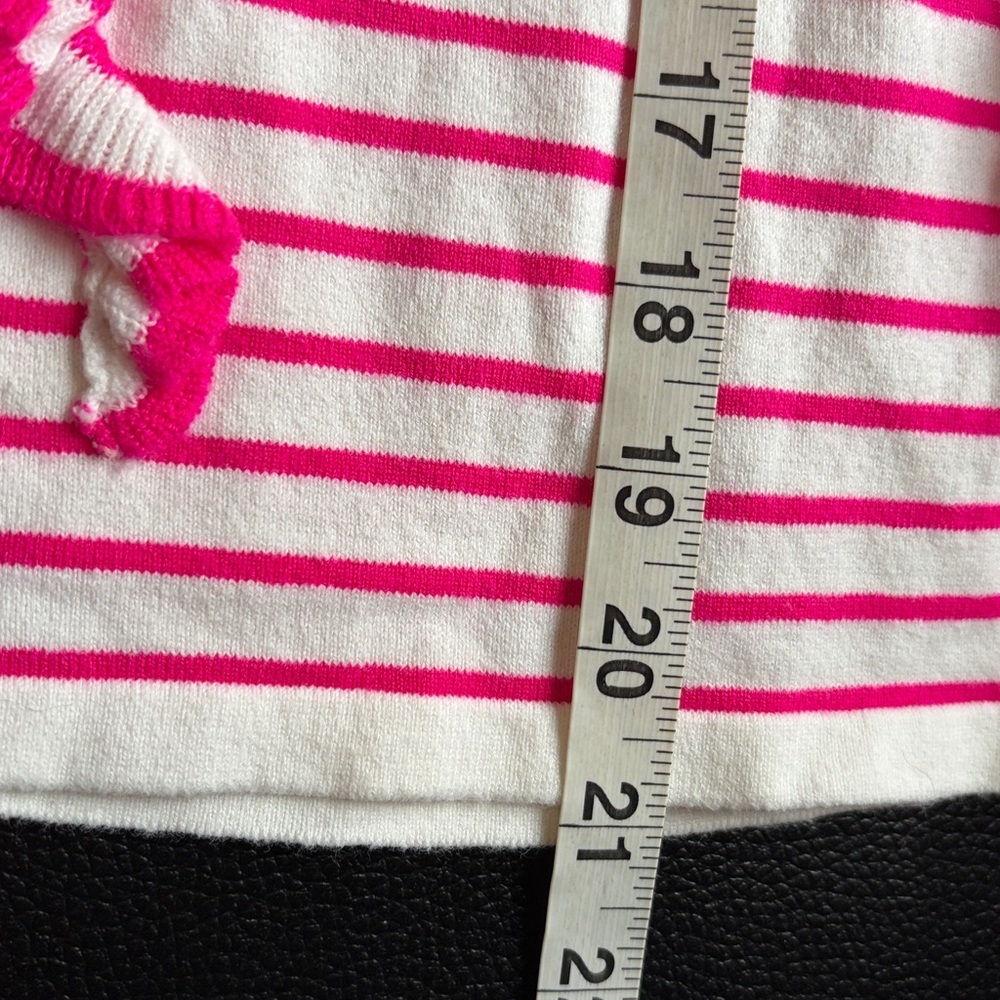 Lilly Pulitzer Ruth Striped Ruffle Sweater Beach Stripe Pink Tango Sz L - Picture 10 of 12